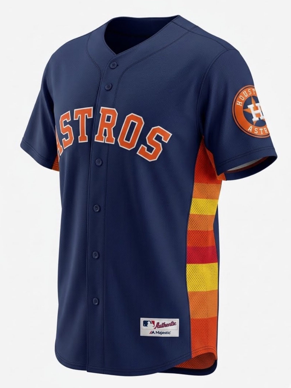 Houston Astros Springer Majestic MLB Jersey Men 44 L Sewn Stitched Navy Rainbow